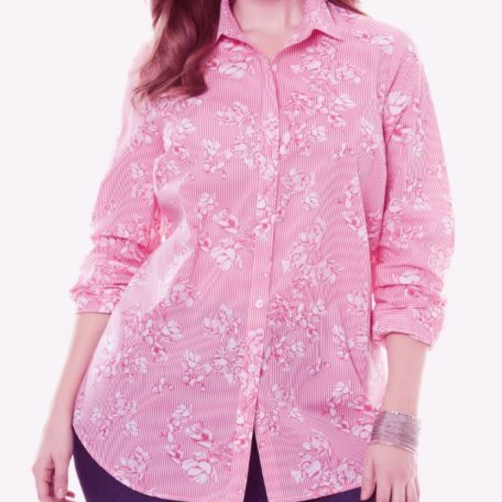 NWT 18/20 pink floral shirt long sleeve